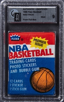 1986-87 Fleer Basketball Unopened Wax Pack (12 Cards) - GAI MINT 9 - Possible Michael Jordan Rookie Card!